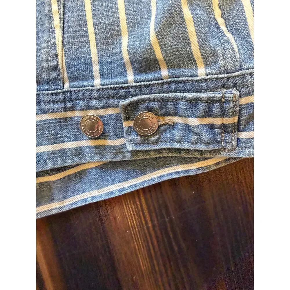 Lauren Ralph Lauren Denim Railroad Stripe Trucker Jacket Size S